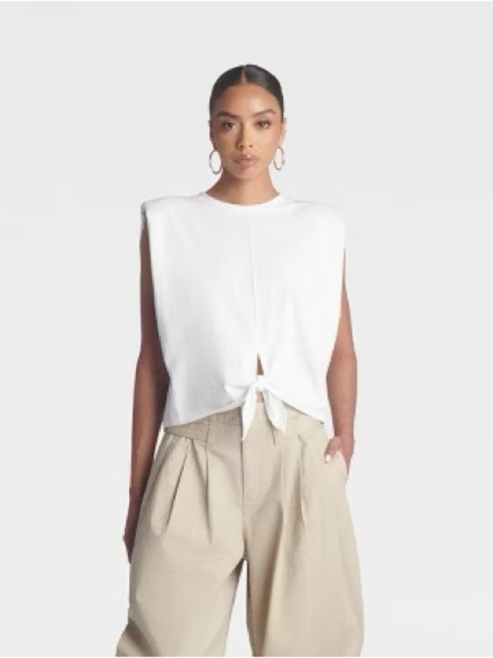NWT Sleeveless White Tie-Front Small